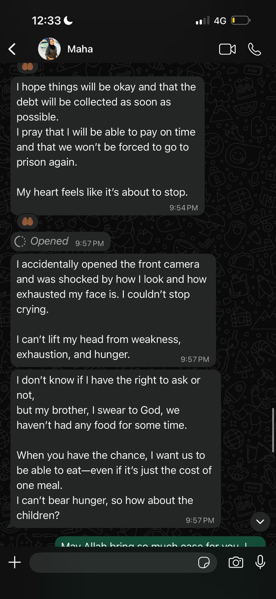 SaifQuadri's tweet photo. “my daughter smelled chicken…spent the entire day crying and asking for it, saying she craves it... My heart broke. I wished I had never had her…had never gotten married or had children in the first place…I blame myself…”

Each passing day fills Maha with more and more despair. Pls read through the screenshots if you can. 

Pls help me to help her because I can not do this alone. I need your help and support. I need your donations and your shares and your prayers for Maha and her family. 

If this tweet pops up on your timeline, and you are able to, could you donate a minimum of $20? (And a maximum of however much you can afford?) 

Right now trying to get ahold of another $1400 or so by Friday. It’s seeming impossible but can we somehow make it happen? 

(With God’s help of course) 

Ya Razzaq - Oh, Provider 🤲🏽 
Provide for Maha, her husband, and little ones Habiba and Ward, through your wonderful servants, through donations they make on her campaign.

https://t.co/kzqZk6BdiF