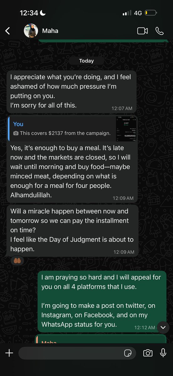 SaifQuadri's tweet photo. “my daughter smelled chicken…spent the entire day crying and asking for it, saying she craves it... My heart broke. I wished I had never had her…had never gotten married or had children in the first place…I blame myself…”

Each passing day fills Maha with more and more despair. Pls read through the screenshots if you can. 

Pls help me to help her because I can not do this alone. I need your help and support. I need your donations and your shares and your prayers for Maha and her family. 

If this tweet pops up on your timeline, and you are able to, could you donate a minimum of $20? (And a maximum of however much you can afford?) 

Right now trying to get ahold of another $1400 or so by Friday. It’s seeming impossible but can we somehow make it happen? 

(With God’s help of course) 

Ya Razzaq - Oh, Provider 🤲🏽 
Provide for Maha, her husband, and little ones Habiba and Ward, through your wonderful servants, through donations they make on her campaign.

https://t.co/kzqZk6BdiF