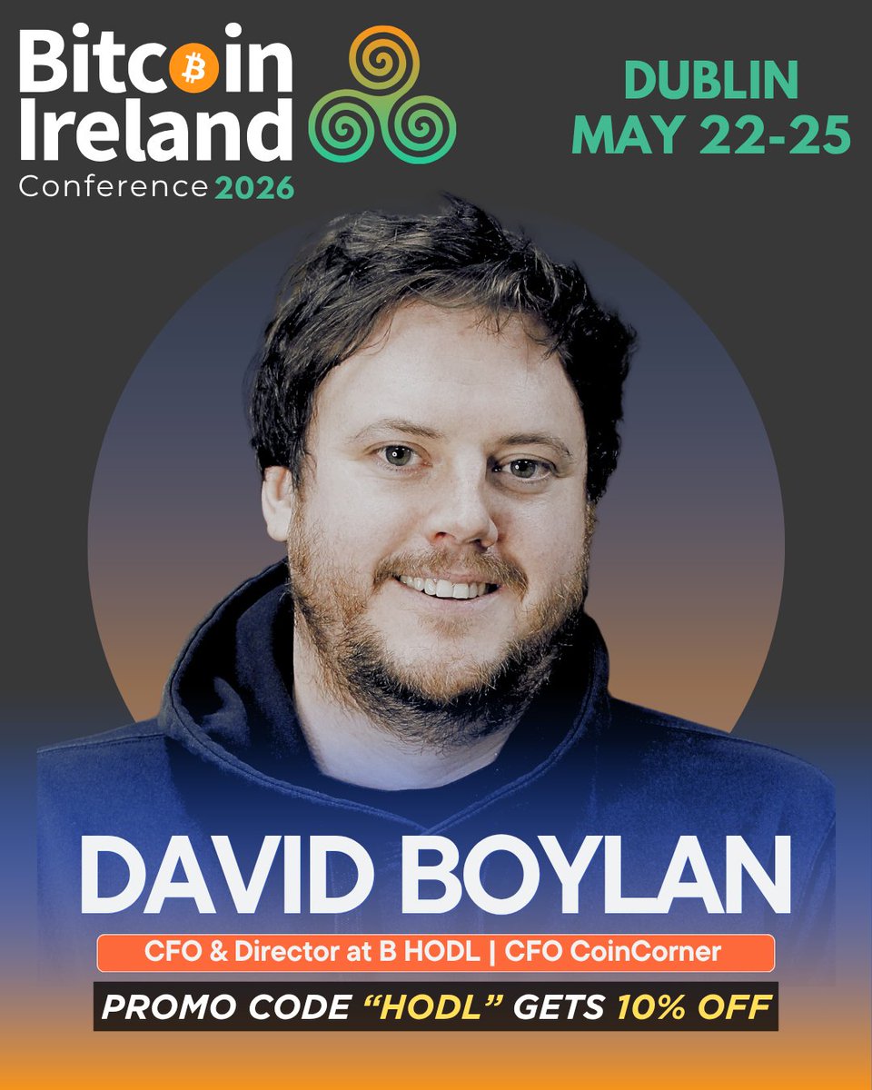 🎤 New Speaker Announcement

Welcoming David Boylan 🇮🇪
CFO &amp; Director at B HODL | CFO <a href="/CoinCorner/">CoinCorner</a> 

Bringing deep expertise in Bitcoin treasury management and public markets — combining traditional finance with real-world Bitcoin experience ₿

Join us in Dublin 🇮🇪

🎟️ Use code