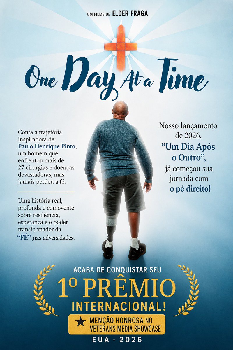 ✨ 1º prêmio 🏆🇺🇸🙌🏻

Nosso lançamento de 2026, “Um Dia Após o Outro”, já começou sua jornada com o pé direito! Estamos orgulhosos em anunciar que o filme conquistou seu 1º prêmio internacional: Menção Honrosa no Veterans Media Showcase, nos Estados Unidos. 🇺🇸
