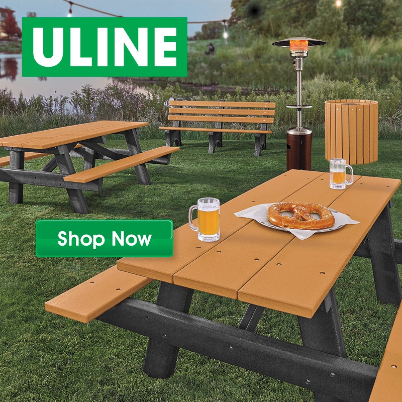 uline's tweet photo. Create an outdoor oasis with picnic tables, benches, patio heaters and more from Uline.