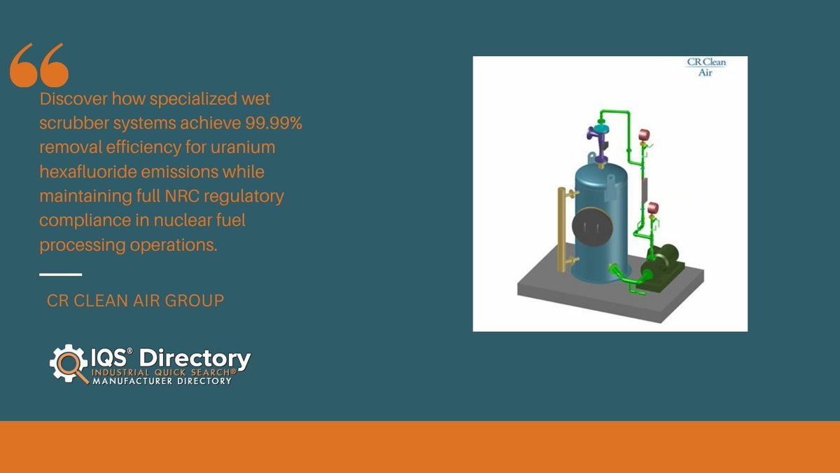 IQSDirectory's tweet photo. CR Clean Air Group discusses how UF₆ scrubbers protect nuclear facilities. Read more here: https://t.co/8zak5beEqf
#OEM #industrial #manufacturing https://t.co/3M2DBjxkKp