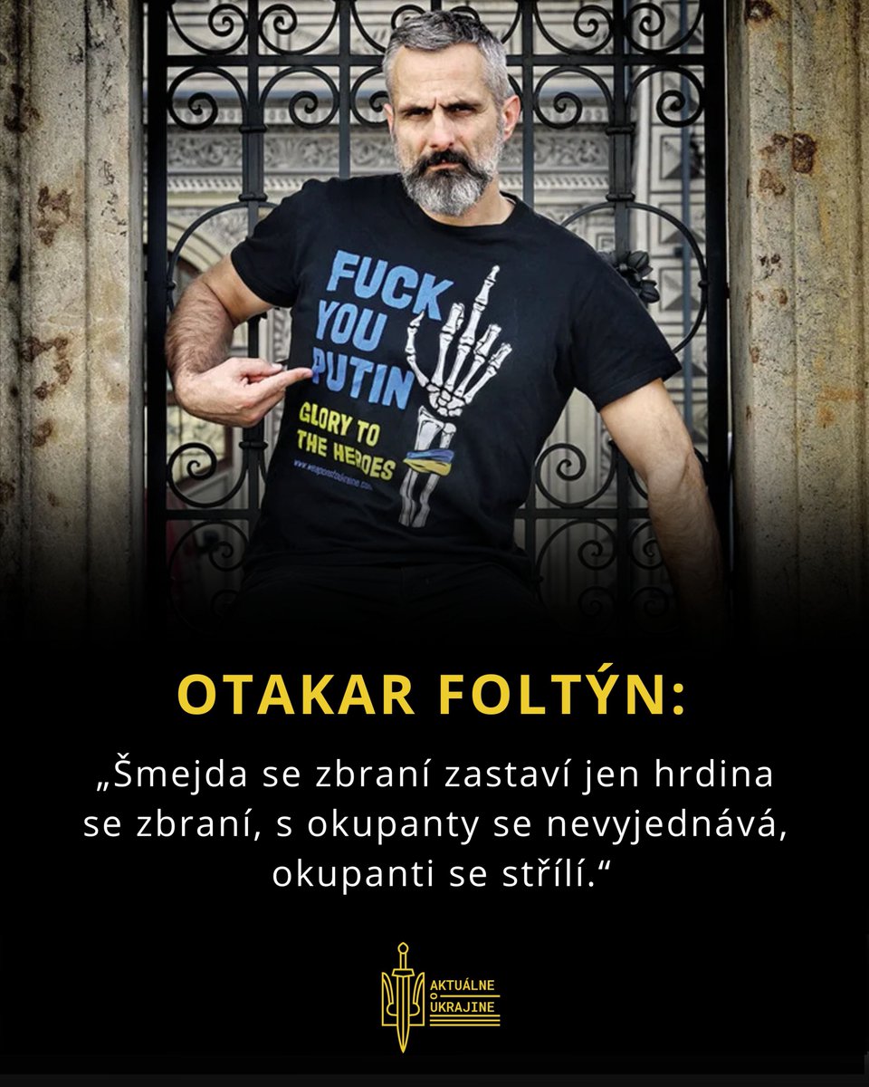 Otakar Foltýn trefne a jasne:
🎙„Šmejda se zbraní zastaví jen hrdina se zbraní, s okupanty se nevyjednává, okupanti se střílí.“

Sláva Ukrajine! Hrdinom sláva!

📷 Reflex