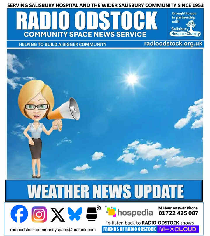 OdstockRadio's tweet image. Thursday will have sunshine throughout the day.
Moderate easterly winds, gusts 25+mph this afternoon, making it chilly for some.
Max temp 20C dipping to 3C overnight.
Warning: High UV. High Pollen.
#salisbury #weatherforecast