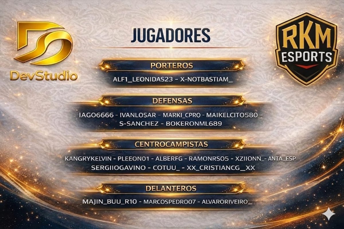 RKMeSportsFC's tweet photo. Nueva temporada. Nuevas caras. Mismo objetivo: ganar.
Bienvenidos a la plantilla de RKM Esports. ⚔️🔥
#RKMEsports https://t.co/eZtuBIqyTy