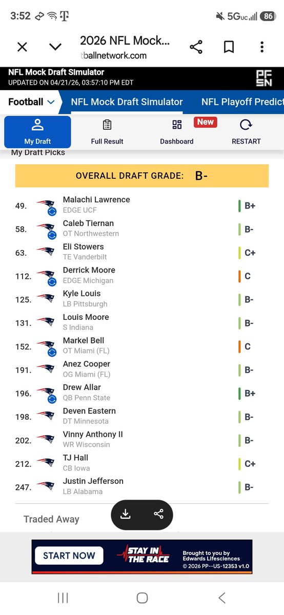 Justis116's tweet photo. @tkyles39 To trade down to #49 i got a 2027 2nd and a 5th rounder plus the 49th pick... you send that to the Eagles for AJ Brown and you have all your picks for next year and you got AJ Brown by just trading out of #31 https://t.co/9AZSfzZ6dR