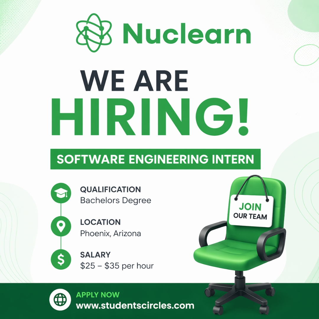 karthikpattadi's tweet image. 🚀 Hiring Now: Software Engineering Intern @ Nuclearn.ai

📍 Phoenix, AZ
💰 $25–$35/hr
🎓 Bachelor’s Degree

Kickstart your tech career in AI! 👇
studentscircles.com/nuclearn-ai-sw…

#Internship #TechJobs #AI #SoftwareEngineering #Hiring #Students #Phoenix 

⚠️ Disclaimer: This