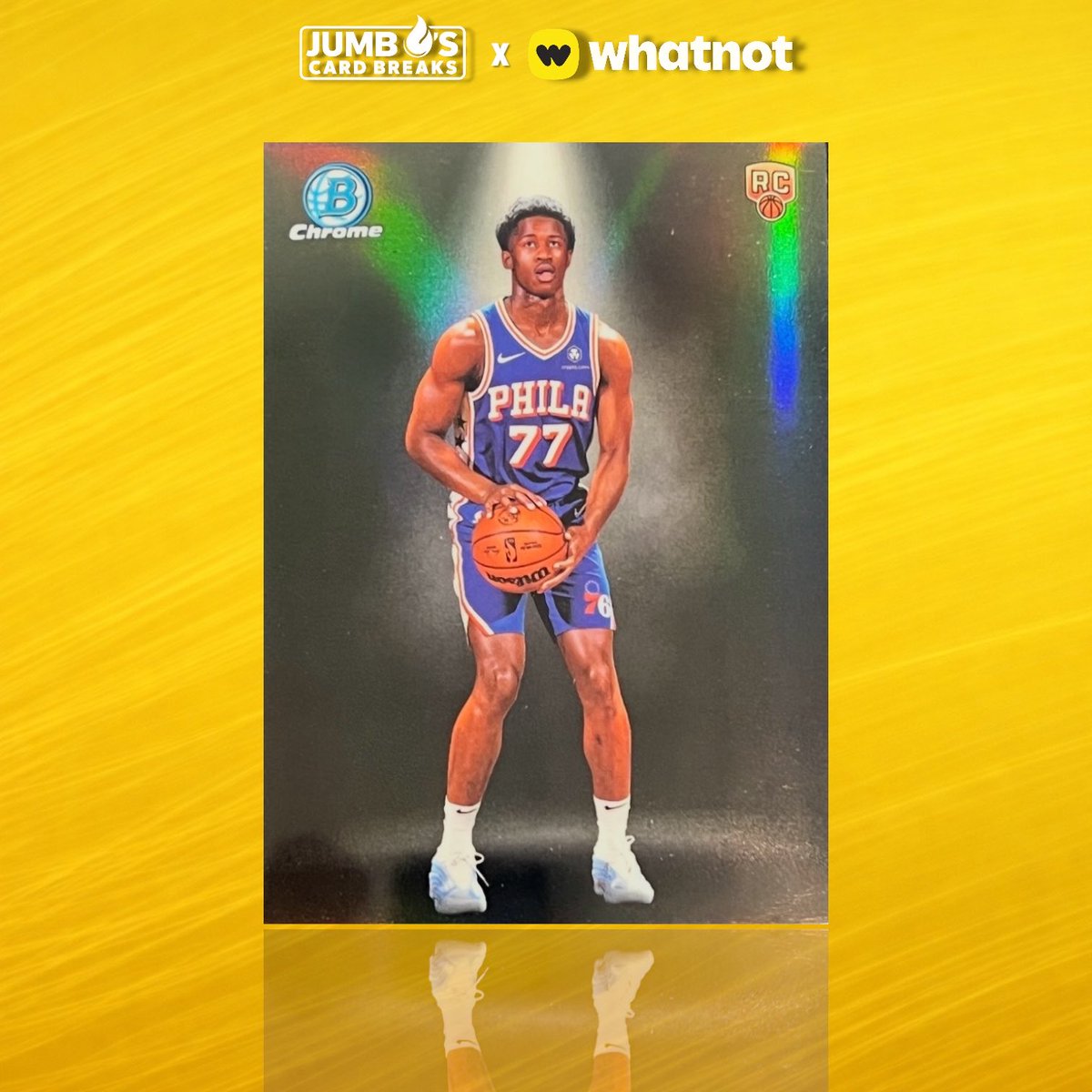 JumboSc21's tweet image. Our first of MANY Spotlight SSP’s out of Bowman! 🤩 VJ Edgecombe hit on our Whatnot! 🔥 We are live on both YouTube/Facebook and Whatnot! 🤑 #SportsCards #JumbosCards #Topps #Fanatics #FYP