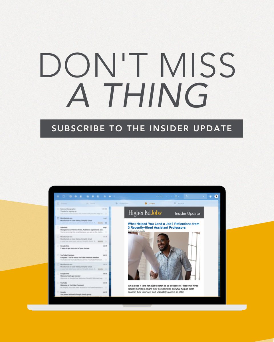 HigherEdJobs's tweet image. It's Wednesday, which means a new Insider Update comes out today! Are you subscribed?

👉Sign up at hejobs.co/3EVCDAG

#newsletter #careeradvice #jobsearchtips