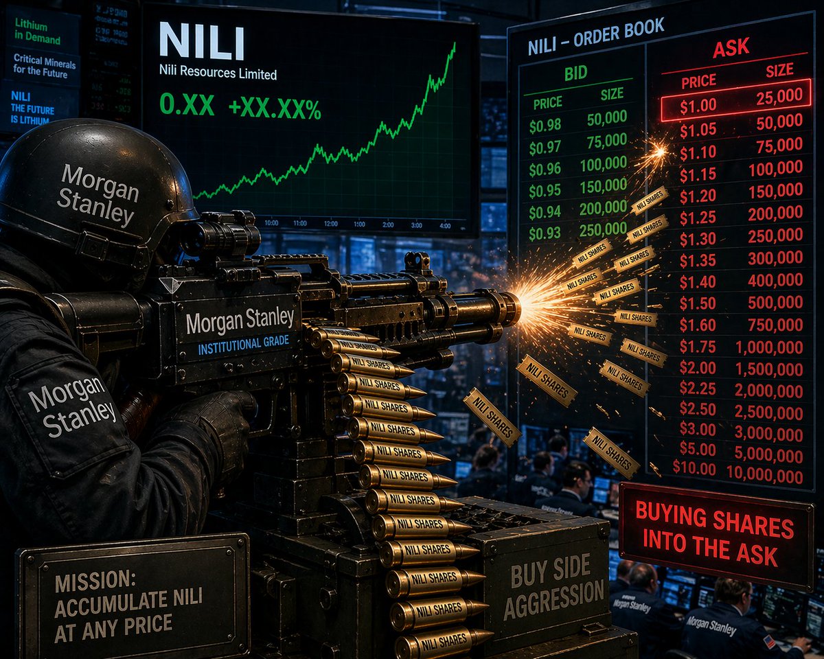 RagingBuffaloX's tweet image. #Lithium, get your $NILI.v $NILIF shares while they are still cheap. 

Morgan Stanley kept up with the aggressive buying campaign we have been witnessing. Purchasing continuous share blocks into the ask, through the recent bomb threats and war volatility. This is showing