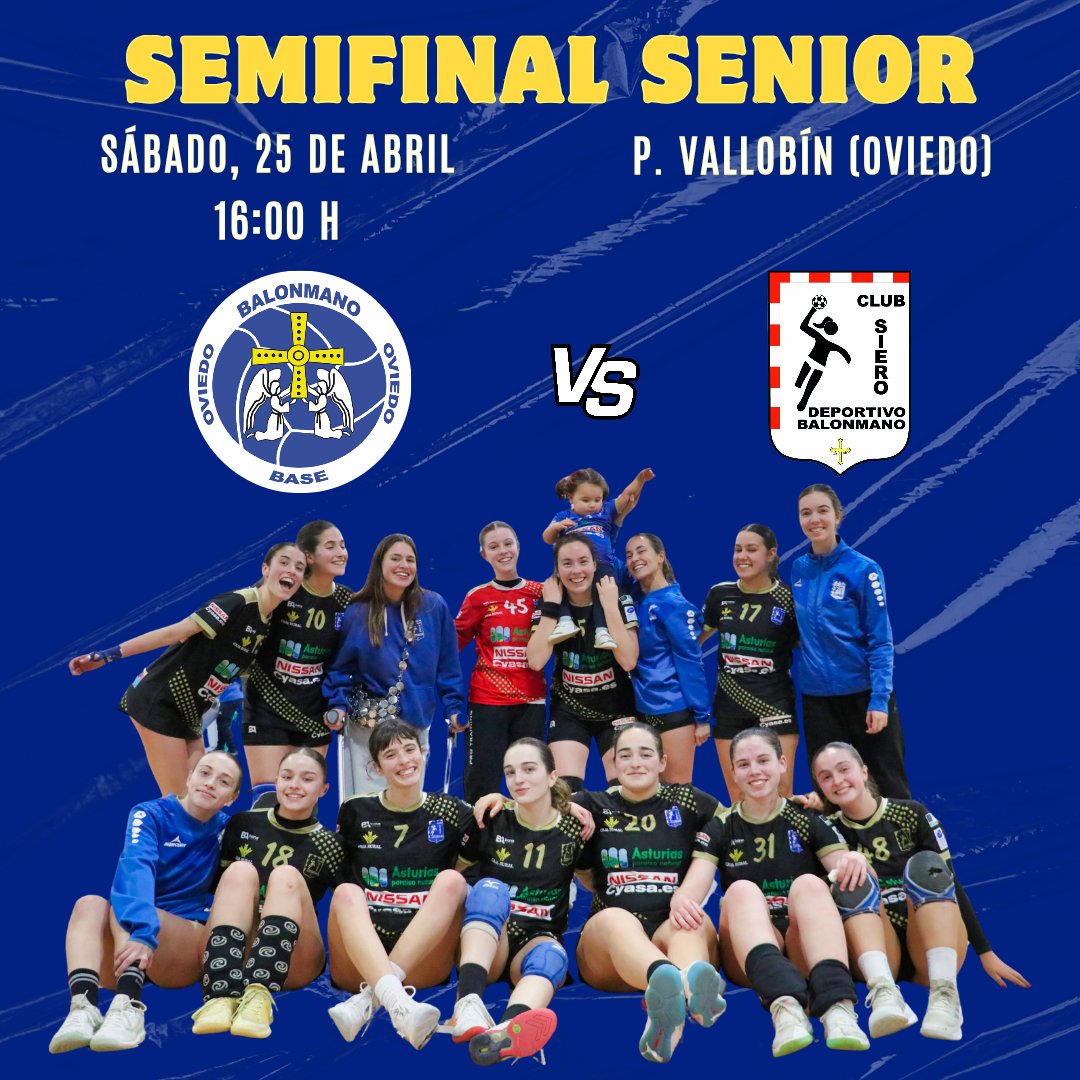 balonmanosiero's tweet photo. ¡Nuestras senior tienen la cita más importante de la temporada en Oviedo este sábado! ✊🏼

Semifinales a partido único por un puesto en la final del domingo. 

¡VAMOS EQUIPO! 💙💙 https://t.co/MzXQng23YV