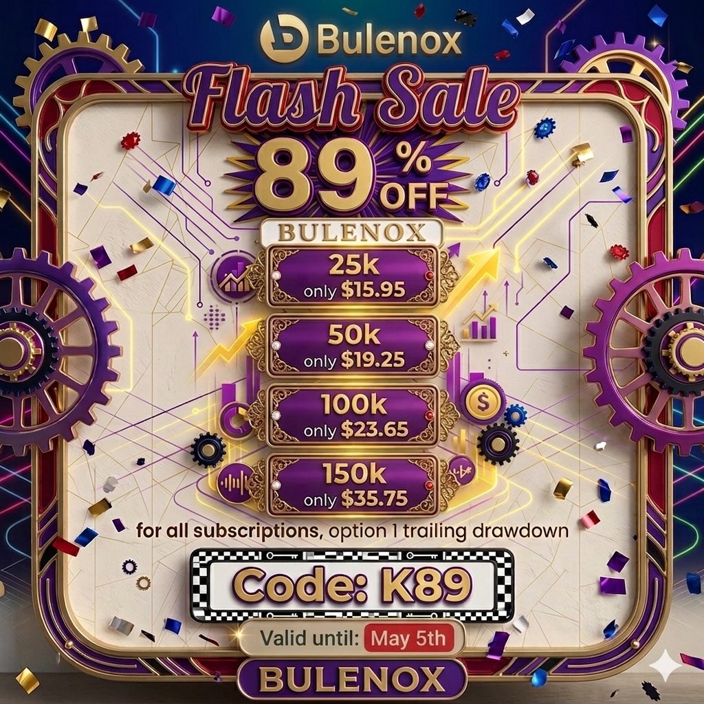 AyoubBfr1's tweet image. Bulenox 89% OFF for all subscriptions option 1 trailing drawdown
25k for only $15.95
50k for Only $19.25
100k for only $23.65
Coupon: K89
Link: bulenox.com/member/aff/go/…

#bulenox #trading #couponcode #getfunded #apextraderfunding #NQ #gold #fundedtrader #future #NinjaTrader