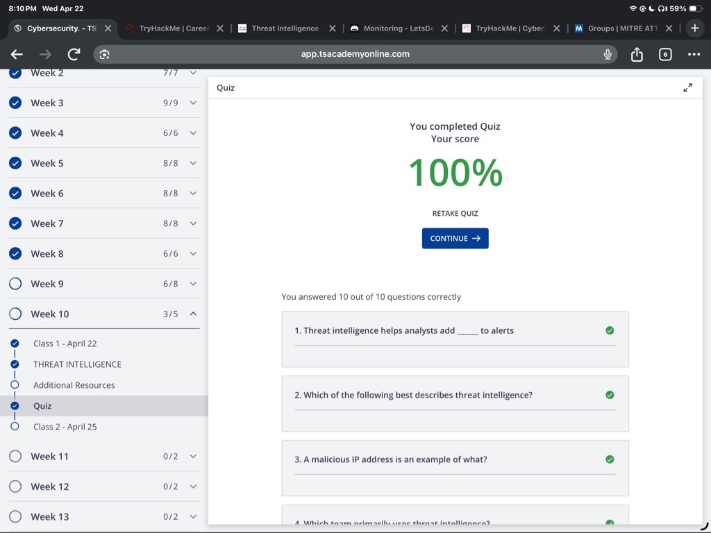 Ginaclinton2's tweet image. Explored Threat Intelligence in class today, including the MITRE ATT&amp;amp;CK matrix, tactics vs techniques, CTI groups, and defenses.

Learning how defenders map adversary behavior is changing how I view security.

@TechSphereAcad @thompsonever 
#CyberSecurity #ThreatIntelligence #SOC
