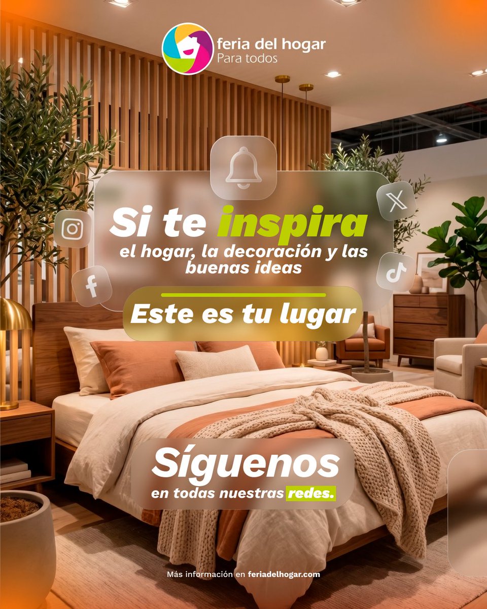 FeriaDelHogar_'s tweet photo. Todo lo que necesitas para tu hogar, ideas y tendencias están en la Feria del Hogar.

Síguenos en todas nuestras redes y no te pierdas nada ✨

Nos vemos del 3 al 20 de septiembre en Corferias 🏡

Más información en https://t.co/63sAQqFfi4

#FeriaDelHogar #Hogar #Decoración https://t.co/GBnhHgSXRz