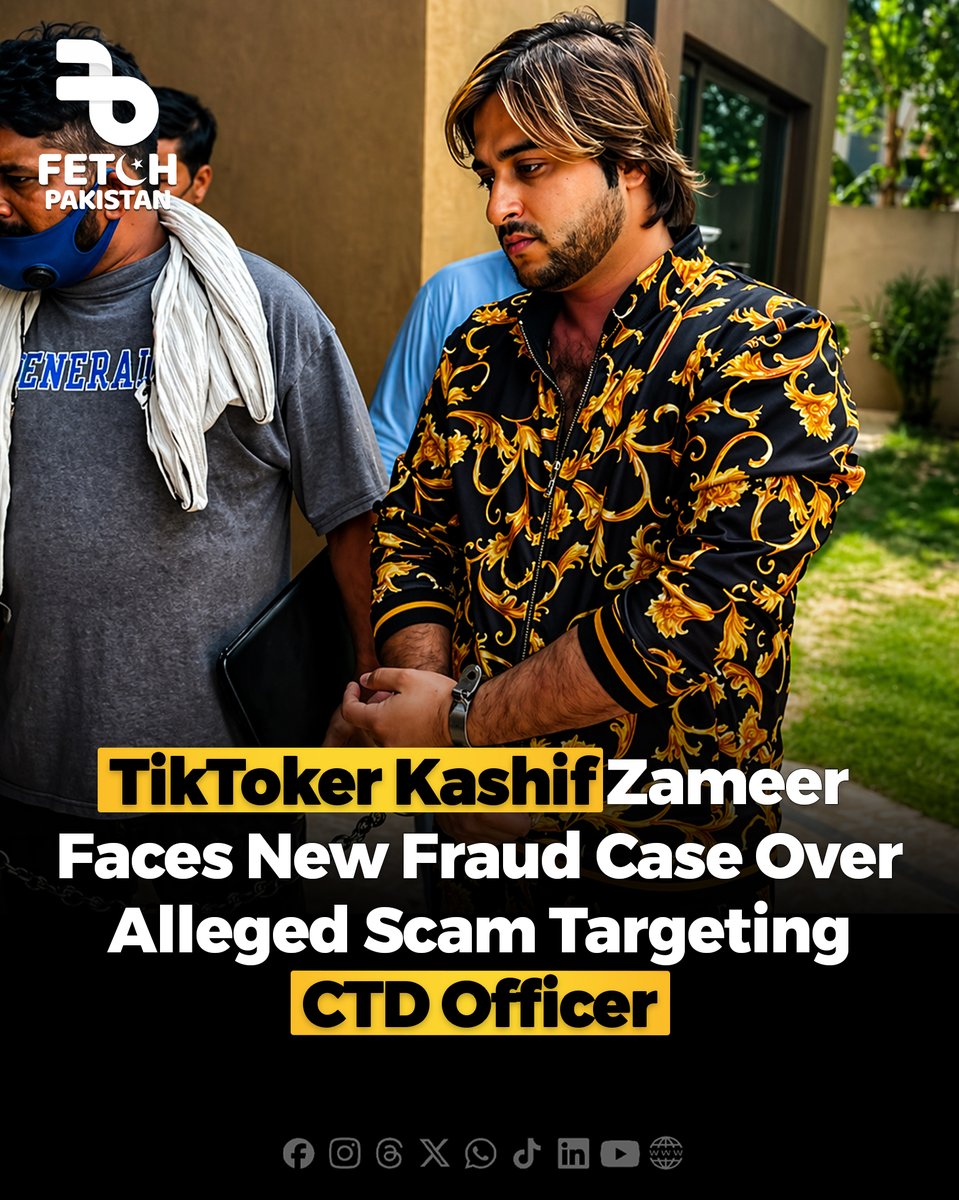 FetchPakistan's tweet image. TikToker Kashif Zameer Faces New Fraud Case Over Alleged Scam Targeting CTD Officer.

#KashifZameer #PakistanNews #FraudCase #TikTok

Disclaimer: This information is based on initial claims and has not been independently verified by reliable or official sources.