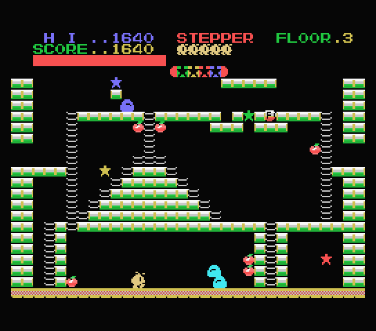 Supmsx's tweet image. ステッパー  / Stepper
#MSX #MSXWorld game of the week
An action/puzzle game where you have to collect four stars to go to a new level but of course some creatures won't you do that