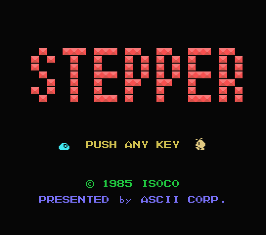 Supmsx's tweet image. ステッパー  / Stepper
#MSX #MSXWorld game of the week
An action/puzzle game where you have to collect four stars to go to a new level but of course some creatures won't you do that