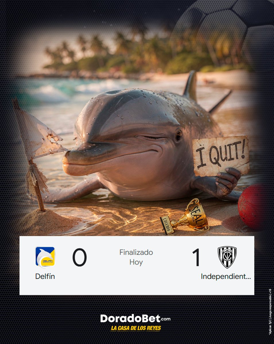 DoradoBetEcu's tweet image. El Delfín dijo: “hasta aquí llegué” 😭🐬

0-1 y se acabó la función.
Independiente hizo lo suyo.
#LigaPro #Delfín #IDV
