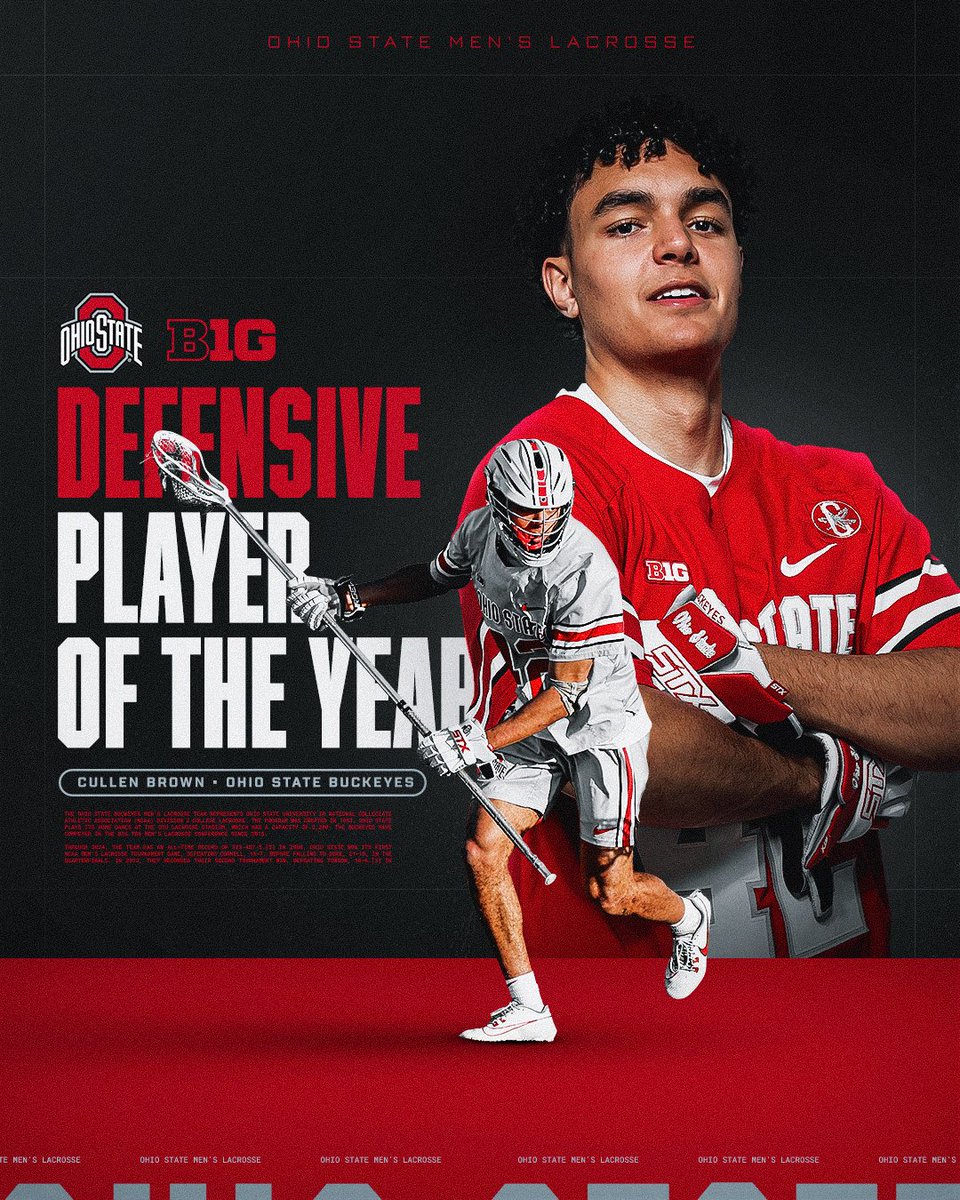 OhioStateMLAX's tweet image. Add it to the list ✔️ 

CB is the 2026 B1G Defensive Player of  the Year❗

#GoBucks