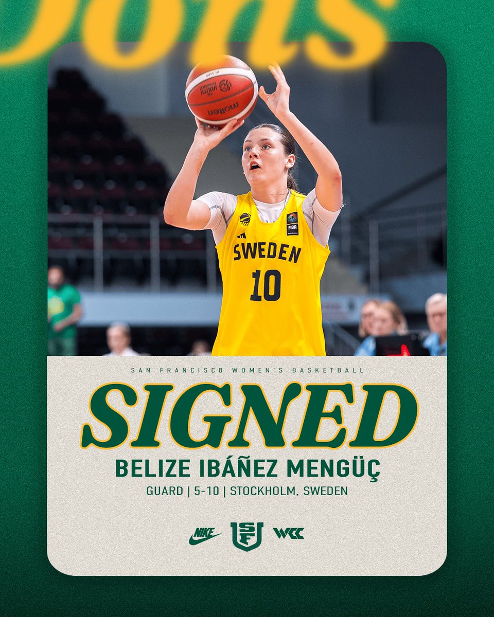 USFDonsWBB's tweet photo. 𝐖𝐞 𝐠𝐨𝐭 𝐡𝐞𝐫 👊

@Belizeibanez has officially signed for the upcoming 2026-27 season!  

📰Release: https://t.co/0h8GVOj0MU

#USFDons | #WCChoops https://t.co/hVY1KhIrYN