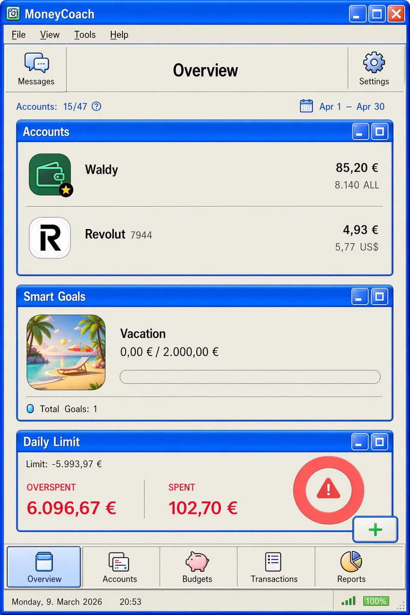 PerjanDuro's tweet photo. In a parallel timeline, I present you MoneyCoach for Windows XP 🤣

Now vs then

#chatgptimage2 https://t.co/qLXDj88au2