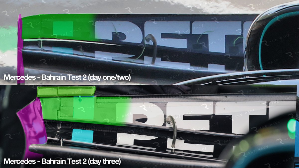 luca_ILF's tweet photo. @brakeboosted @RosarioGiuliana Is the central wing mentioned in point 3 similar in function to the one Mercedes tested in Bahrain? Although Mercedes' design features winglets on both sides...🤔 https://t.co/ldv1jAVZMW