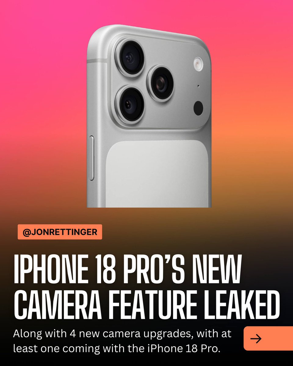 Jon4Lakers's tweet image. Leak says iPhone 18 Pro could get variable aperture.  I’m just hoping this comes with some pro camera features. 

#iphonephotography #appleleaks #iphone18pro #iphonecamera #technews