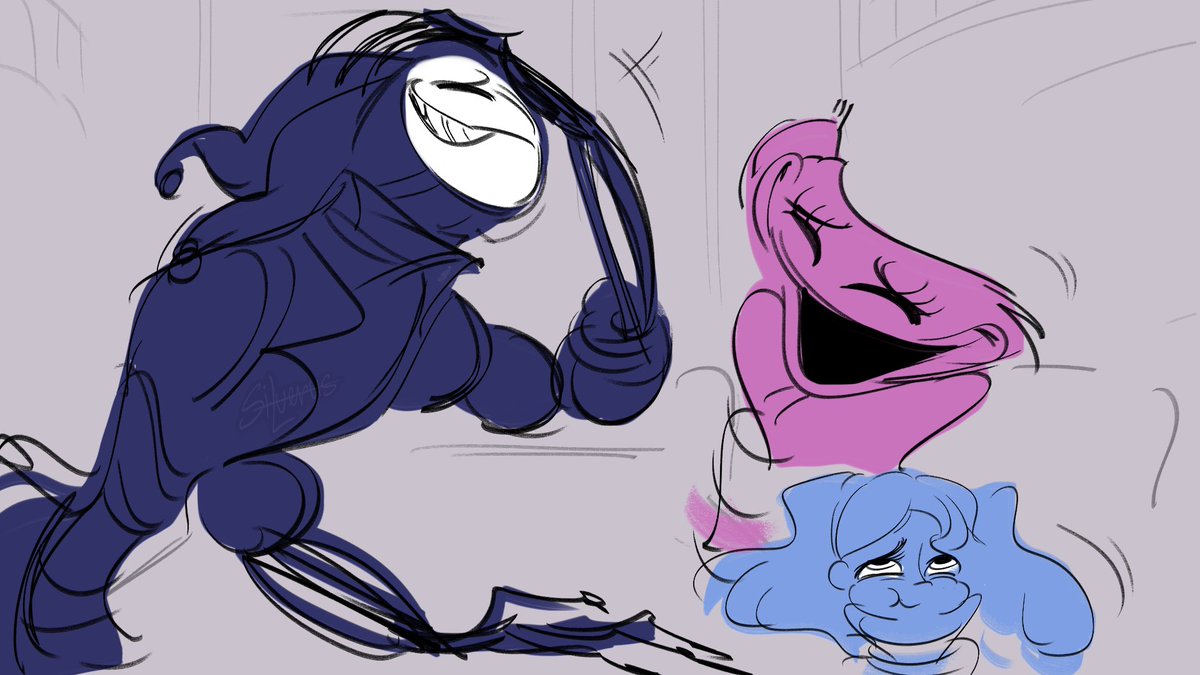 SilverusKvassus's tweet image. [The Prototype]: I built us a... [pause]

[Voiceover]: And what about the forgotten lines, Oliver?!

[everyone laughs]

[The Prototype]: I can't imagine what I've built for you! Probably a barn.

[Poppy]: (through laughter) A hotel!

#ppt #PoppyPlaytime