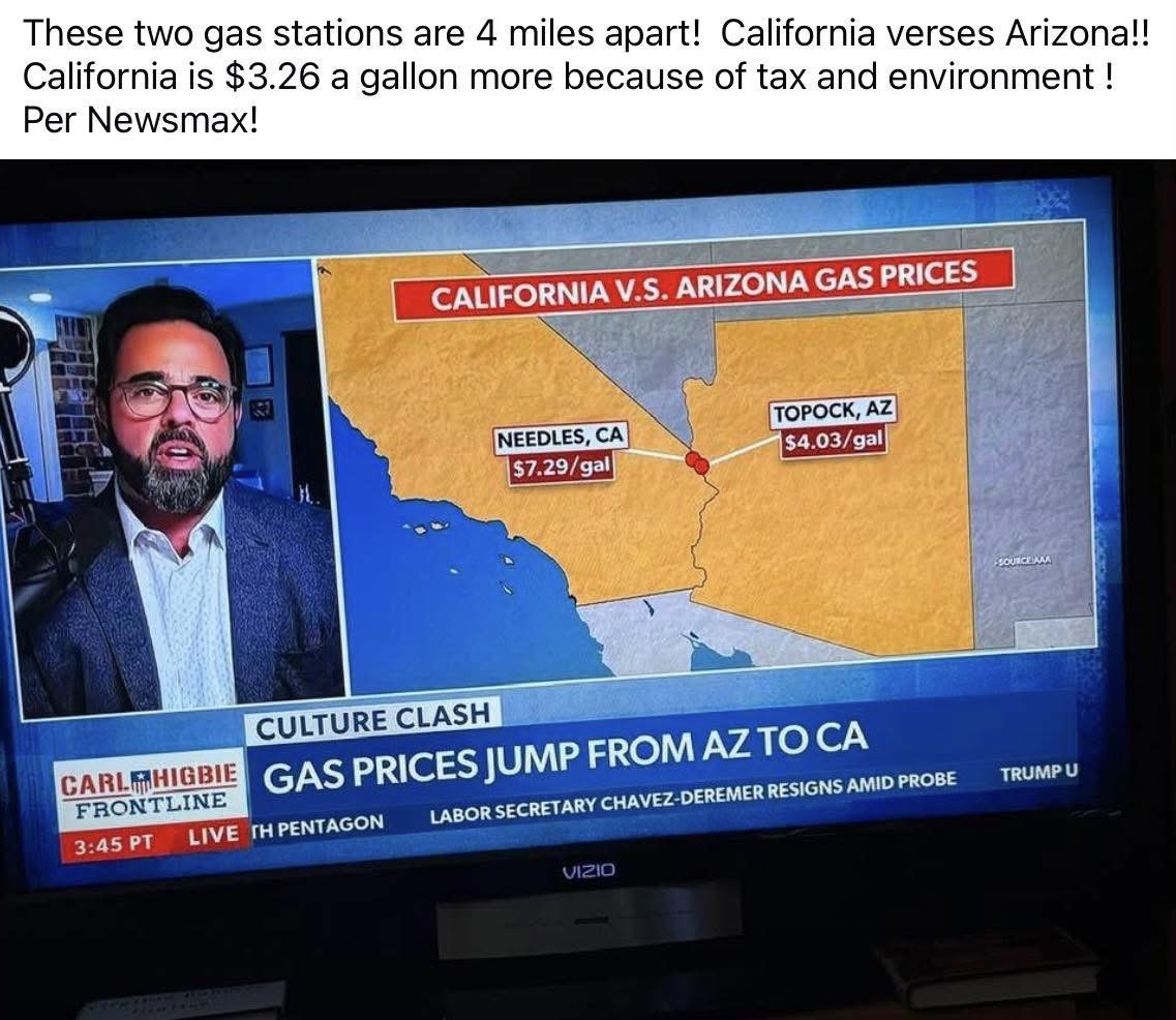 1Nicdar's tweet photo. Wait, so a 20 gallon fill up will save you $55 if you just drive 4 miles across state lines? 🤣 https://t.co/mm92NuB7F6