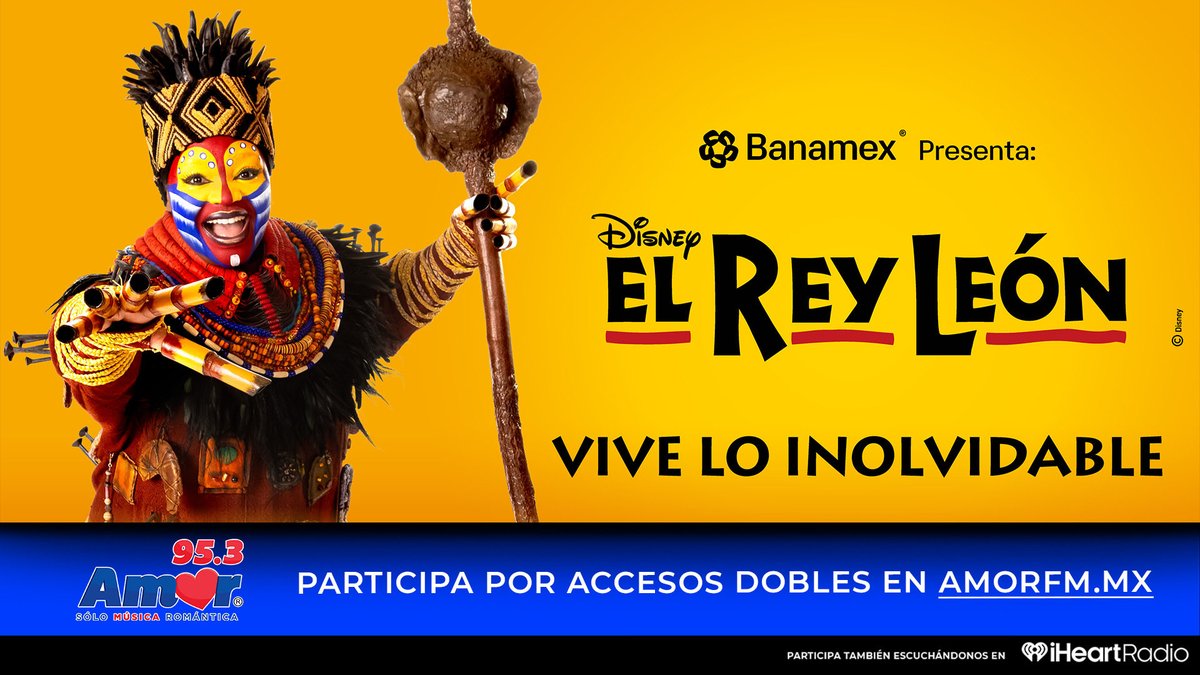 sandraenamor's tweet photo. No te pierdas el REY LEÓN en el teatro Telcel 🥰✨ 
Escúchame de 11 am a 4 pm.
Te invitamos a que disfrutes este mes del niño al rey León @AmorEnTuRadio https://t.co/NdEf9AnWe4