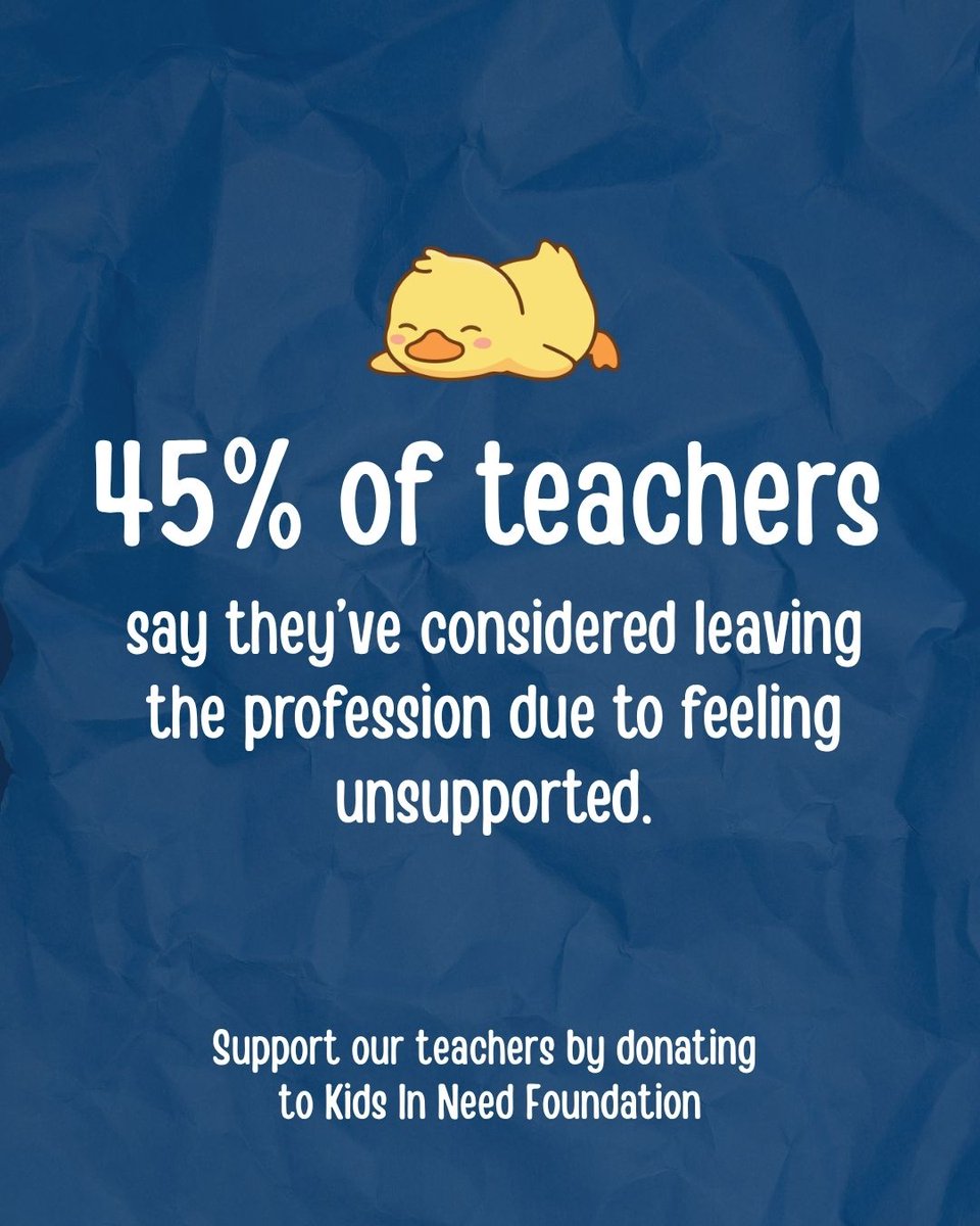KidsInNeed's tweet image. You’re still an amazing teacher—even on the hard days.

But 45% of educators have considered leaving due to feeling unsupported.

They deserve better.

Let’s show up for teachers 💙

#SupportTeachers #EducationMatters