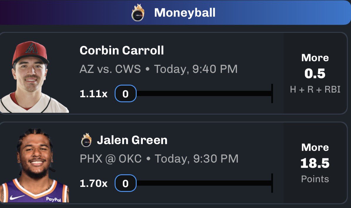 PropKitchen's tweet photo. @ChalkboardHQ Moneyball Combo 🧑‍🍳 

💰 Jalen Green o18.5 Points
🍽️ Corbin Carroll o0.5 HRR

3PM = 4 Points 👀 

Use Code "PROPKITCHEN" and you'll get a free pick + a 100% Deposit  up to $100

Sign Up  ⬇️ 
https://t.co/AjEjGRPTGp

Tail ⬇️ 
https://t.co/aDUbe5mTCq https://t.co/lMEQvulupf