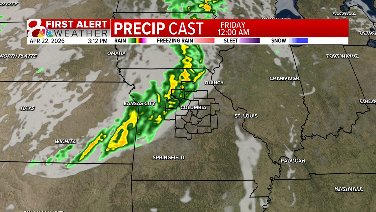 kesley_wx's tweet image. FIRST ALERT: Thursday night/early Friday morning will be a First Alert Weather Day as a weakening line of storms will move through mid-MO. This will NOT be a repeat of last Friday, but more similar to other storm chances earlier this spring.

#midmowx #Midmo #Mowx