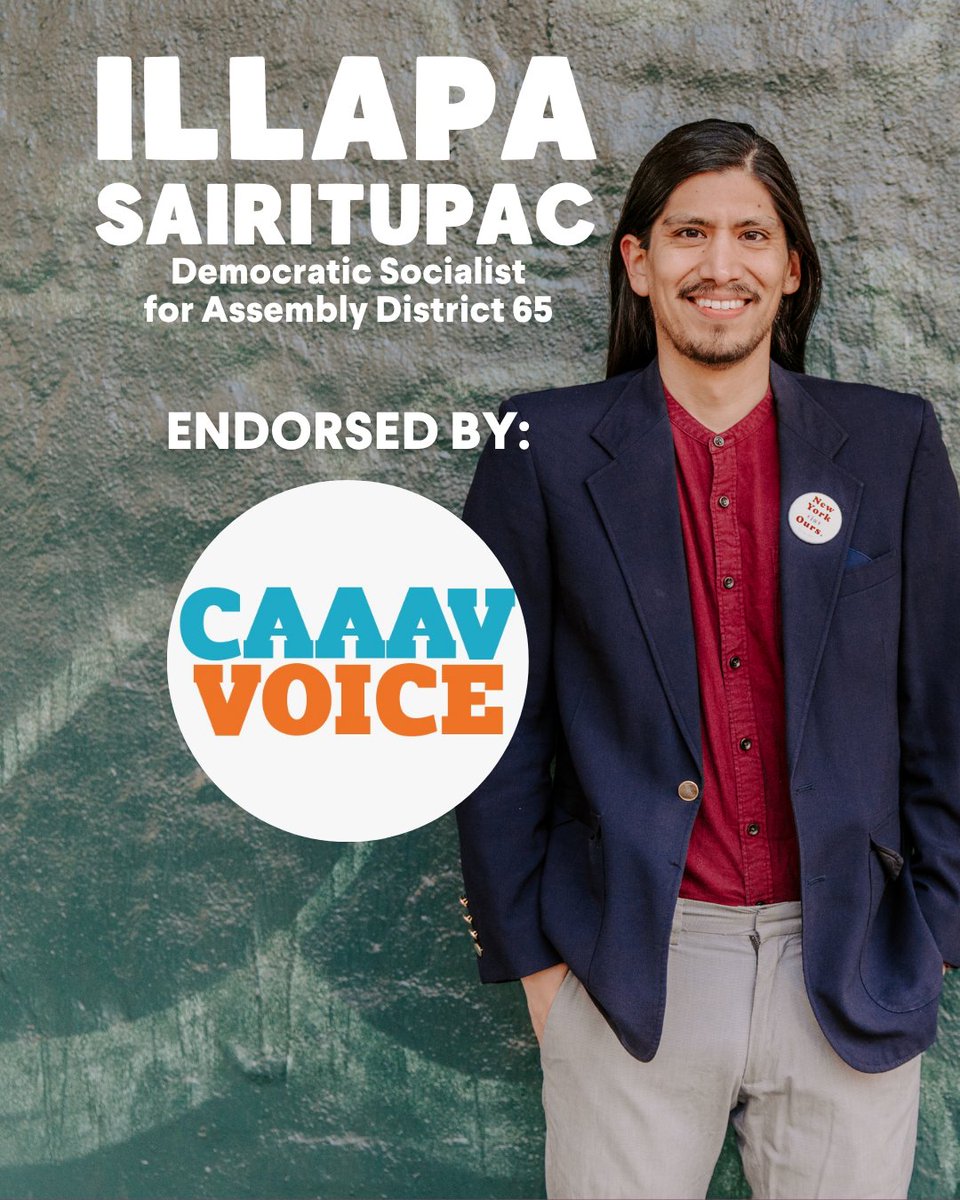 I’m honored to have been the first DSA candidate endorsed by <a href="/CaaavVoice/">CAAAV Voice</a> four years ago, and I’m so honored to be endorsed by them again now!

CAAAV Voice does crucial work fighting for affordability and tenants rights, and protecting immigrants from ICE.