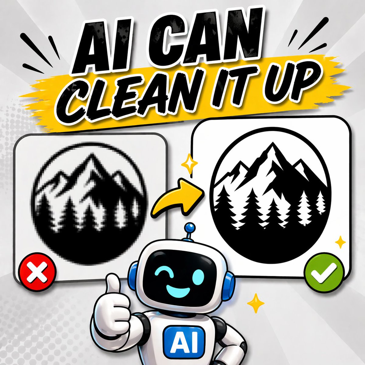 BoltPrinting's tweet photo. If your design looks blurry on screen… it’ll print that way too.

Good news:
AI can clean up low-res artwork in seconds (especially simple logos).
Vector still wins.
But this gets you way closer than before.

https://t.co/eYh2AX4BwR https://t.co/F5JTgmXfkr