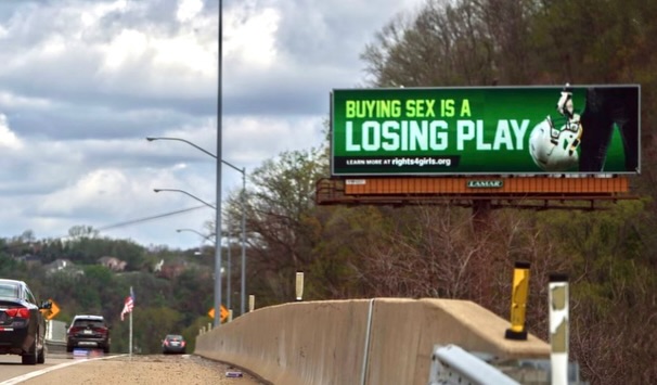 rights4girls's tweet photo. Our #SexBuyingIsntaGame billboards in Pittsburgh for the #NFLDraft shed light on the often invisible role of sex buyers in driving the market for sex trafficking. If there were no buyers, there would be no business. #EndDemand, #EndTrafficking. Learn more: https://t.co/kV4xvjTHar https://t.co/JgMWnrsUbH