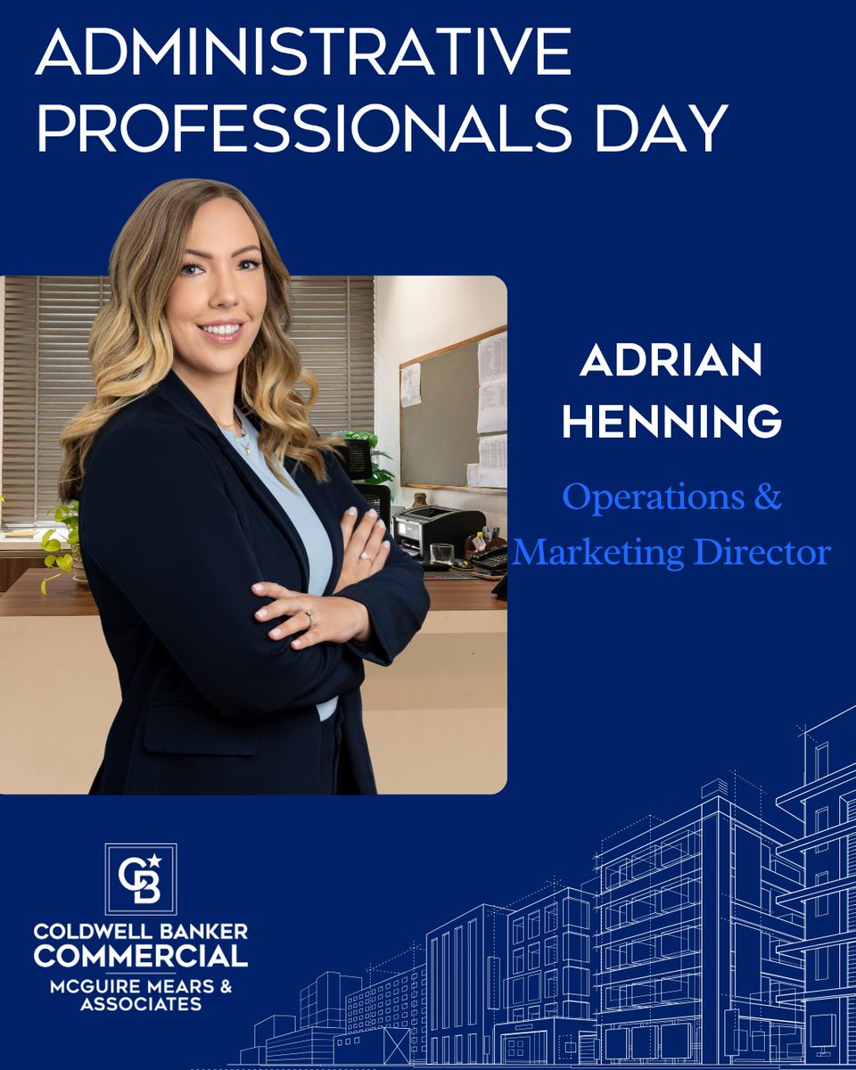 CBCmma's tweet photo. Adrian is the force that keeps our office organized, efficient, &amp; moving forward. From managing operations, to elevating our brand marketing, her incredible attention to detail &amp; strategic mindset are integral to our firm’s success
#AdminProfessionalsDay #mcguiremearsassociates https://t.co/3wdf2KRfv2