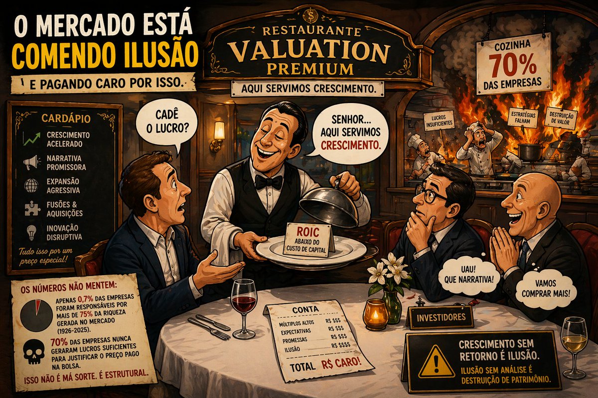 ACERTAR NA MOSCA : A ilusão do crescimento #IBOVESPA acertarnamosca.blogspot.com/2026/04/a-ilus… 
🔥 Crescimento virou religião no mercado.
📈 Receita sobe… e todo mundo comemora.
Mas quase ninguém faz a pergunta que realmente importa:
👉 isso está criando valor — ou destruindo riqueza?
#IBOVESPA