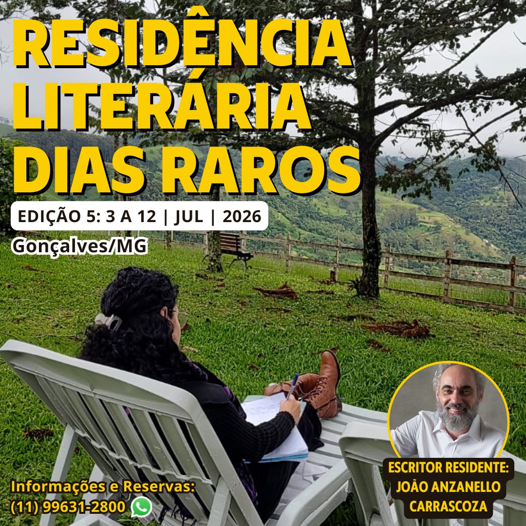 A Residência Literária Dias Raros tem a satisfação de comunicar que sua 5ª edição, em julho, recebe mais um apoio institucional de peso: a União Brasileira de Escritores - Seção São Paulo (UBE-SP). Nossos agradecimentos ao presidente Ricardo Ramos Filho e a toda sua diretoria.