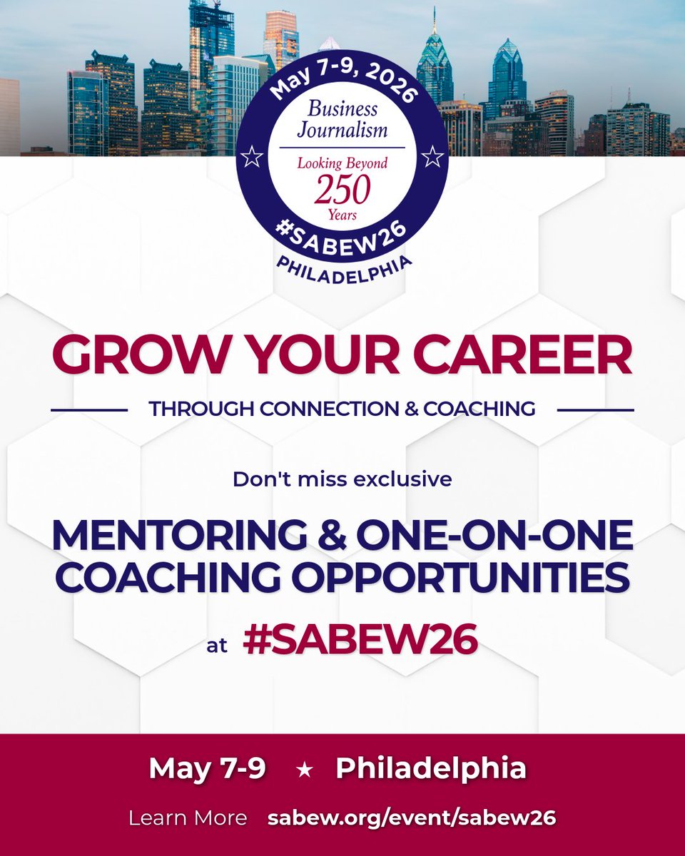 SABEW's tweet photo. #SABEW26 offers more than sessions:

📷 1:1 coaching with Kevin Benz
📷 Mentoring with editors and hiring managers
Get feedback, refine your pitch, and build connections.

May 7–9 | Philadelphia
Register: https://t.co/ZoblntxvZG https://t.co/jnzTjcp2bJ