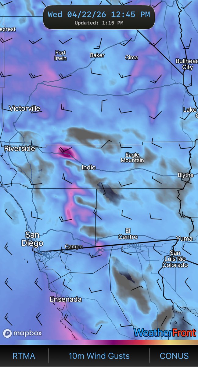 ChadCWX's tweet photo. Breezy and cool today with a mix of clouds and sun behind our cold front. Tomorrow looks much warmer! #Sandiegowx #Imperialcountywx https://t.co/seTNd3nmKe