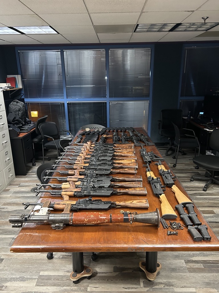 CBP's tweet photo. Our CBP Officers discovered all of these weapons (including an RPG!) that were being smuggled into Mexico. 

A combination of inspection experience and technology prevented these weapons from falling into the hands of the cartels.

Read more: https://t.co/ImfnEwAmo5 https://t.co/Pa0rswB7R4