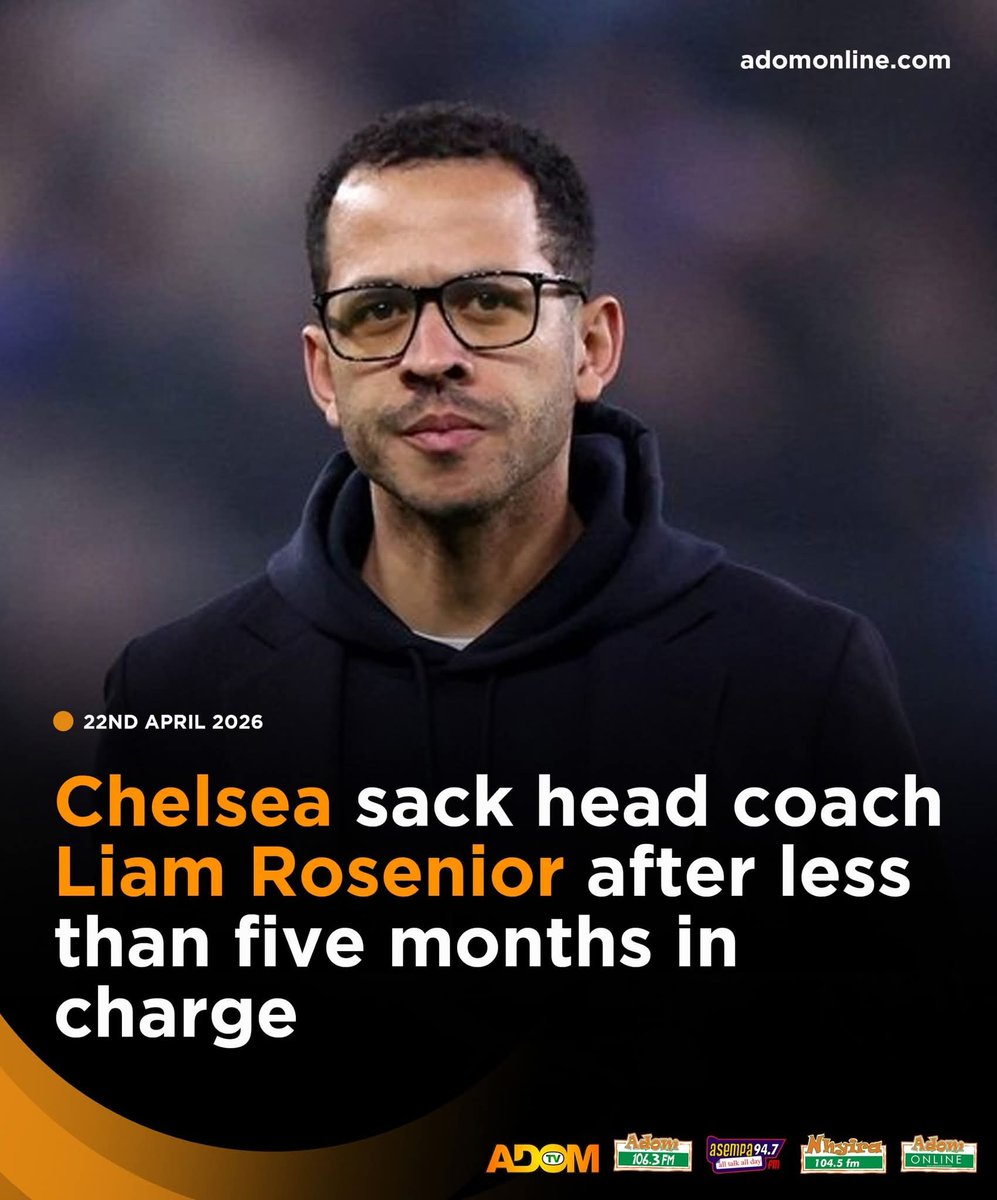 Adom1063fm's tweet image. ⚽️ | Chelsea sack nead coach Liam Rosenior after less than five months in charge

#AdomSocials #AdomFM #AdomSports