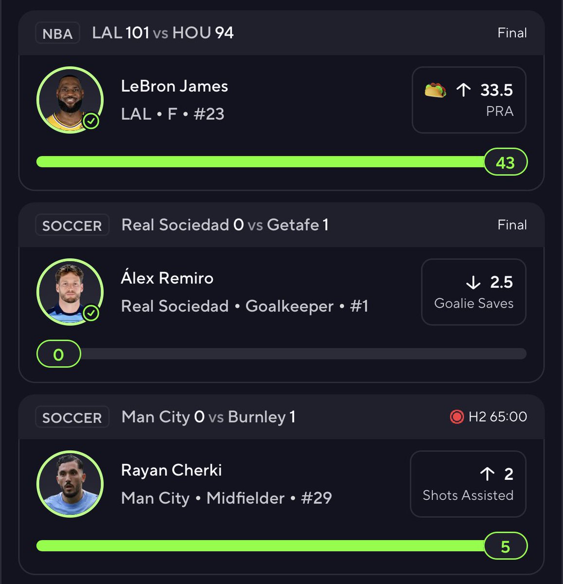 FirePropsEV's tweet photo. ✅ PRIZEPICKS TACO CASH ✅

These plays were all free squares... shoutout @pickzcity for the Cherki play! https://t.co/IIBlz8BzdV