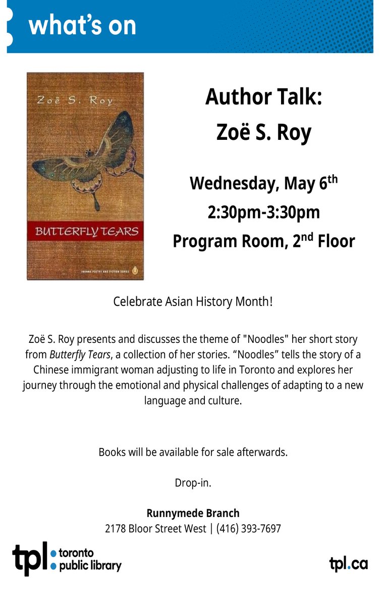 ZR2005's tweet photo. Welcome to Zoë S. Roy’s presentation at the Runnymede Branch https://t.co/YXHiGAcZYj

@Torontolibrary, @twuc, @InannaPub, @canadianlit,@AsianMonth https://t.co/jm7jSRZT9G