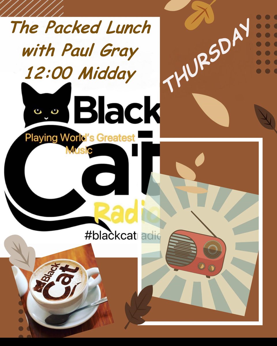 PaulGrayDJ's tweet image. 12:00 𝐓𝐇𝐄 𝐓𝐇𝐔𝐑𝐒𝐃𝐀𝐘 𝐏𝐀𝐂𝐊𝐄𝐃 𝐋𝐔𝐍𝐂𝐇
@BlackCatRadio

Keeping you company at lunchtime with a couple of hours of the world's greatest music &amp;amp; chat

Voice note &amp;amp; txt on 01480 26-10-25

blackcatradio.org

#Bedford #Bedfordshire #StNeots #Cambridgeshire