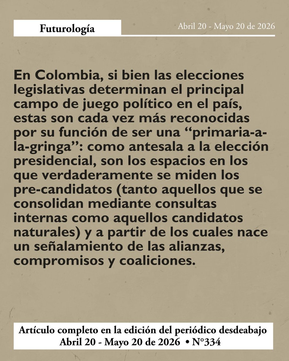 desdeabajo_info's tweet image. #EdiciónImpresa 🗞 | PROGNOSIS

Para leer el artículo completo, adquiera la nueva edición del periódico desdeabajo N° 334.

🔗 Suscríbase en Bogotá: 60 (1) 3451808 • Nacional 3105610170 • Medellín: 3104361003

#Colombia #EleccionesLegislativas