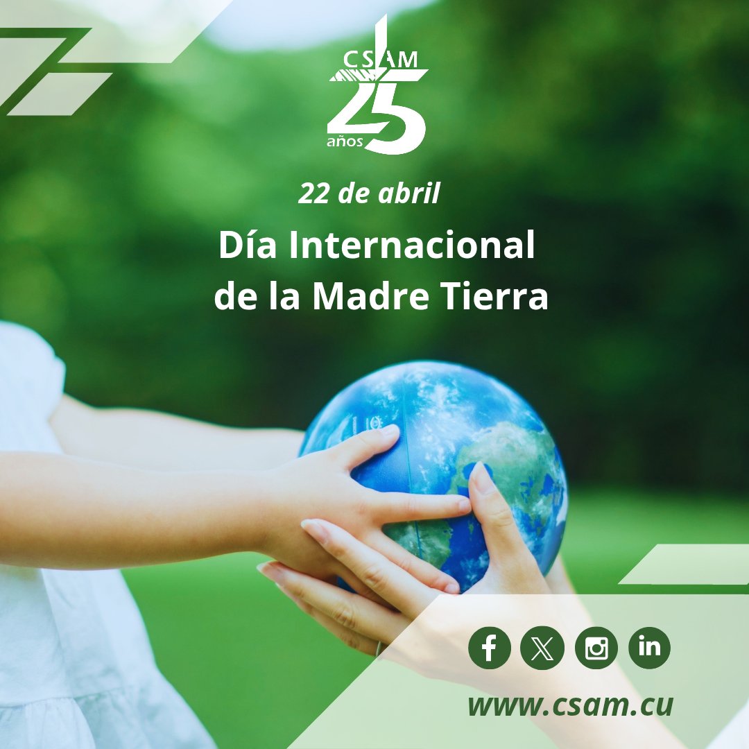 CsamMatanzas's tweet photo. ✅🌎En el Día Internacional de la Madre Tierra, reafirmamos nuestro compromiso con el equilibrio que sostiene la vida. 

🌐 https://t.co/1cGhZimBOo 
📲 WhatsApp | Telegram +53 59992820‼️
.
.
.
#Cumplimos25 
#CSAM #AMACuba #CitmaCuba #DíaInternacionaldelaMadreTierra #DíadelaTierra https://t.co/9szmilTH74