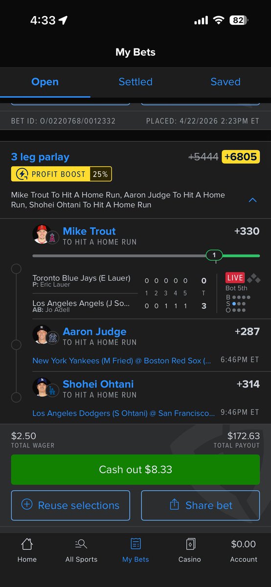 Z_Barnes93's tweet image. This should hit 100%. Trout was the only question mark I had to be honest. Cmon stars go do your jobs #Judge #Ohtani #Trout #LFG #MLB