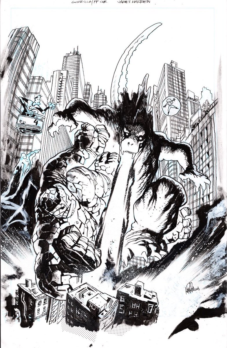 GODZILLA VS. FF #1 original art cover by <a href="/JamesHarren1/">James Harren</a>…SOLD! The most influential artist of this era returns soon with his BIGGEST project ever…and we WILL have the art! James’ art always goes fast, so make sure you’re subscribed to our newsletter! felixcomicart.com